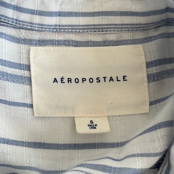 Aeropostale Striped Cropped Long Sleeve Button Down Shirt - Picture 7 of 8